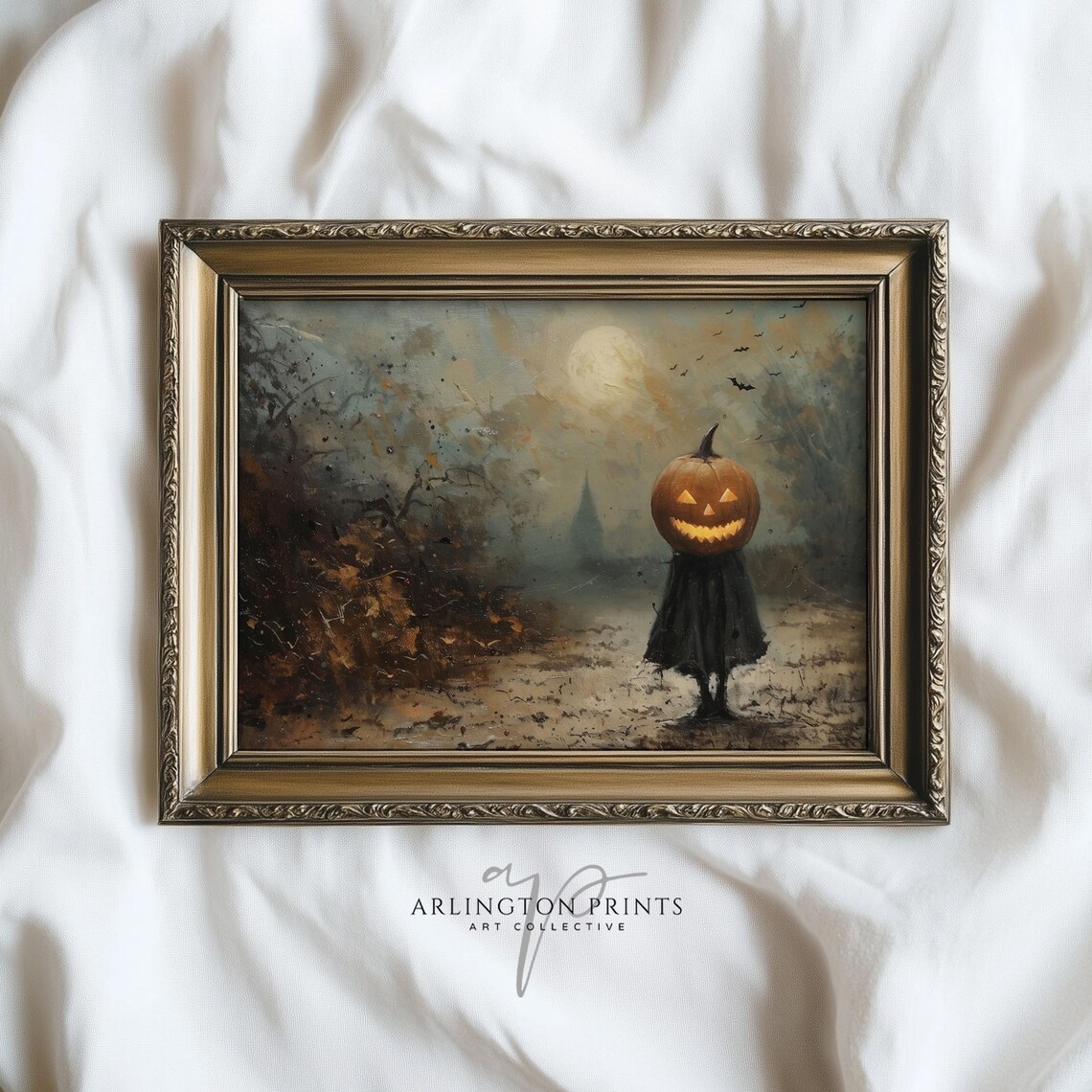 Vintage Halloween Pumpkin Print, Dark Academia Decor