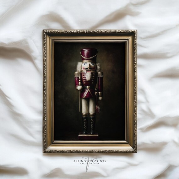 Classic Wooden Nutcracker Soldier Vintage Christmas Figure Poster
