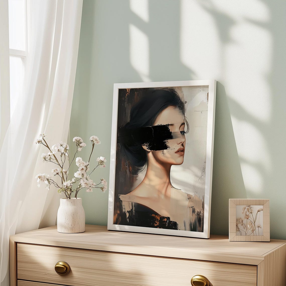 Abstract Woman Portrait Bold Black Brushstroke Modern Art Poster - Image 2