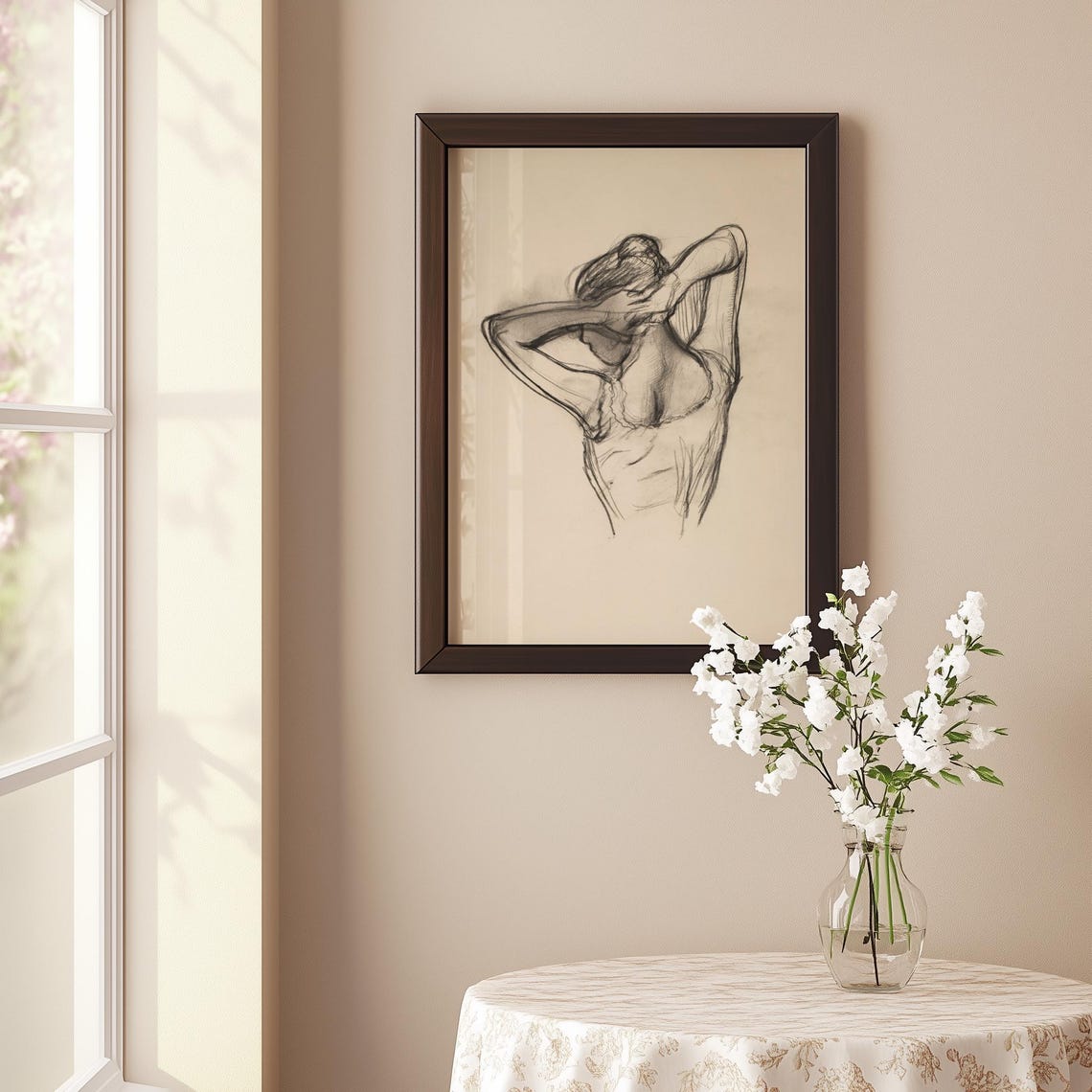 Charcoal Figure Study Sketch Woman Life Drawing Classical Art Poster - Image 4
