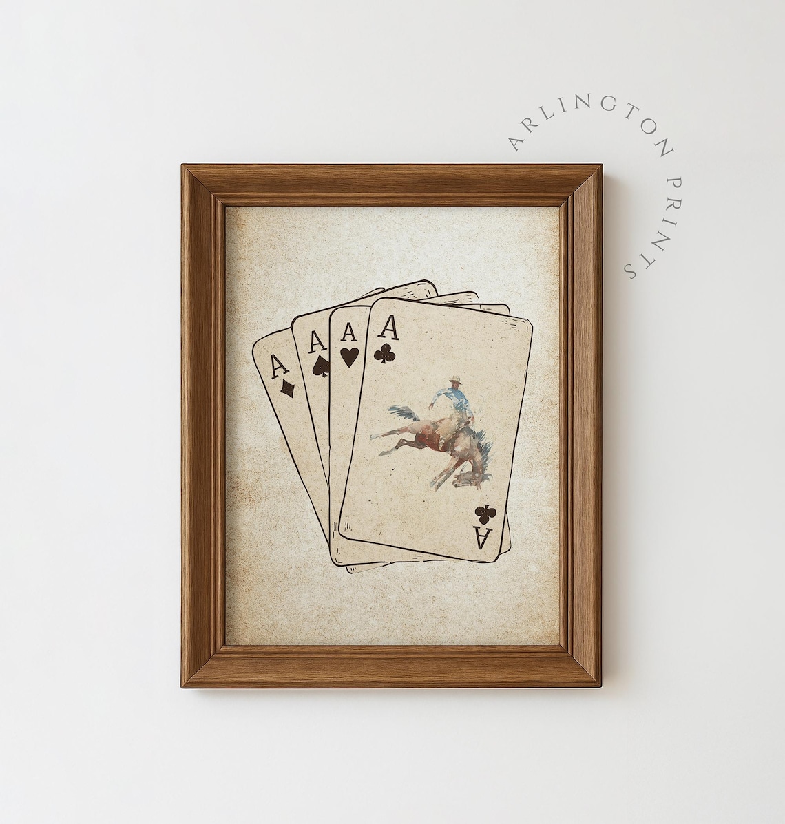 Four Aces Rodeo Cowboy Vintage Poker Playing Cards Western Wall Art