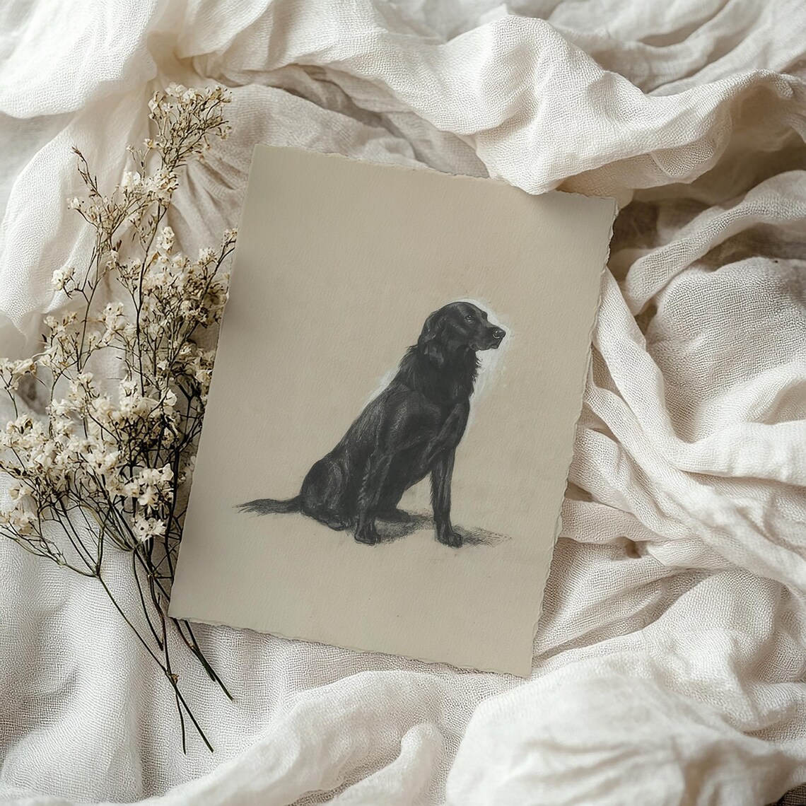 Vintage Black Labrador Dog Art Print, Nursery Decor - Image 3