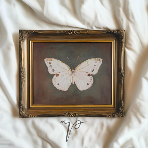 Moody Butterfly Wall Art Print Country Farmhouse Home Decor Cottagecore Antique Insect Moth Print Ta28