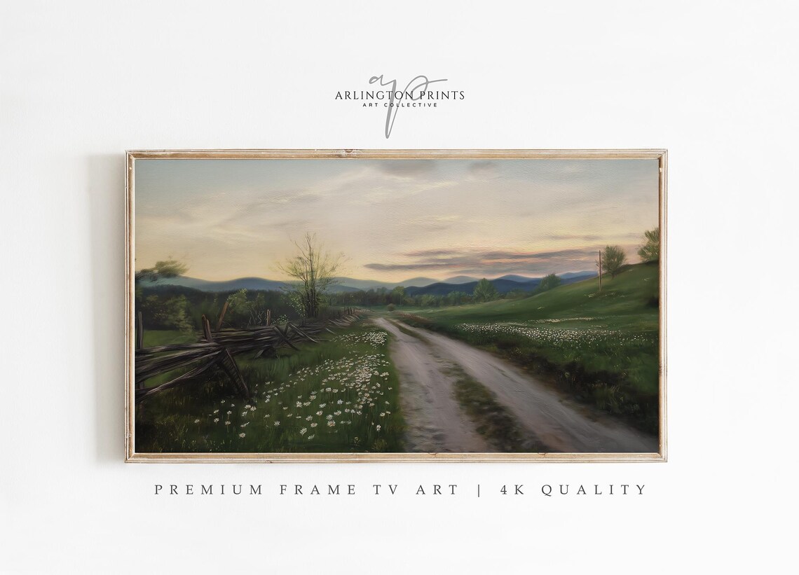 Country Road Summer Landscape, Farmhouse Art