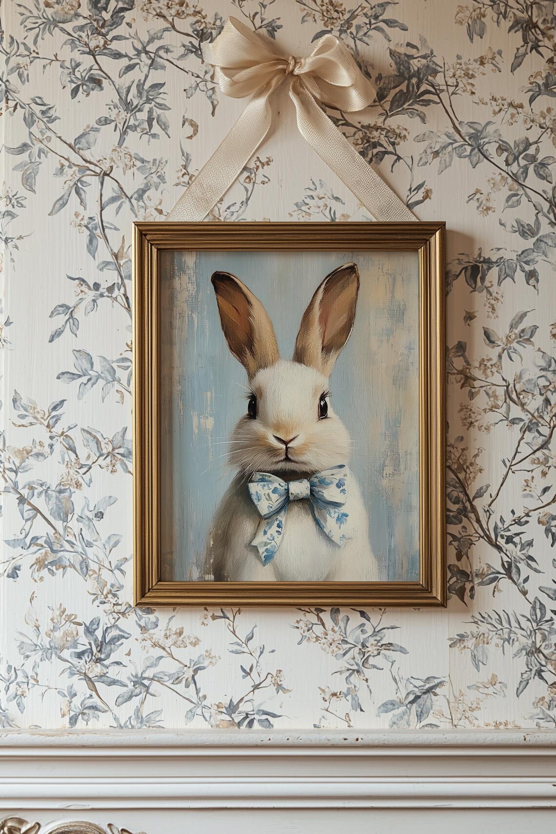 Cute Blue Spring Easter Bunny Print, Nursery Decor - Image 4