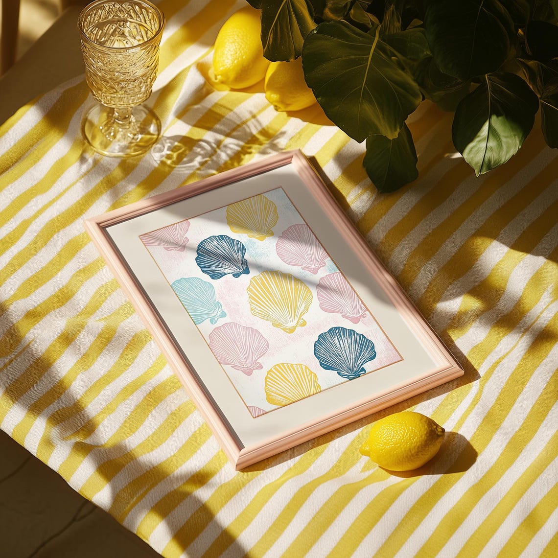 Pastel Seashells Print Cute Beachy Home Decor Grandmillenial Beach Cottage Wall Art Pink Blue Scallop Shells Pattern Print - Image 3