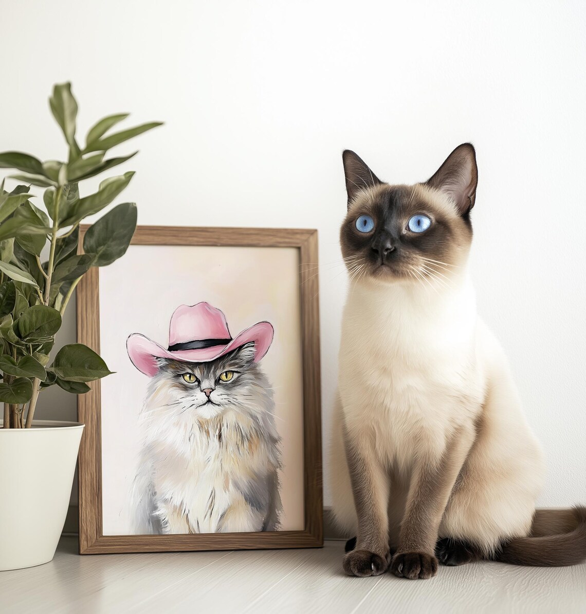 Fluffy Cat Wearing Pink Cowboy Hat Funny Western Girly Decor Poster - Image 3