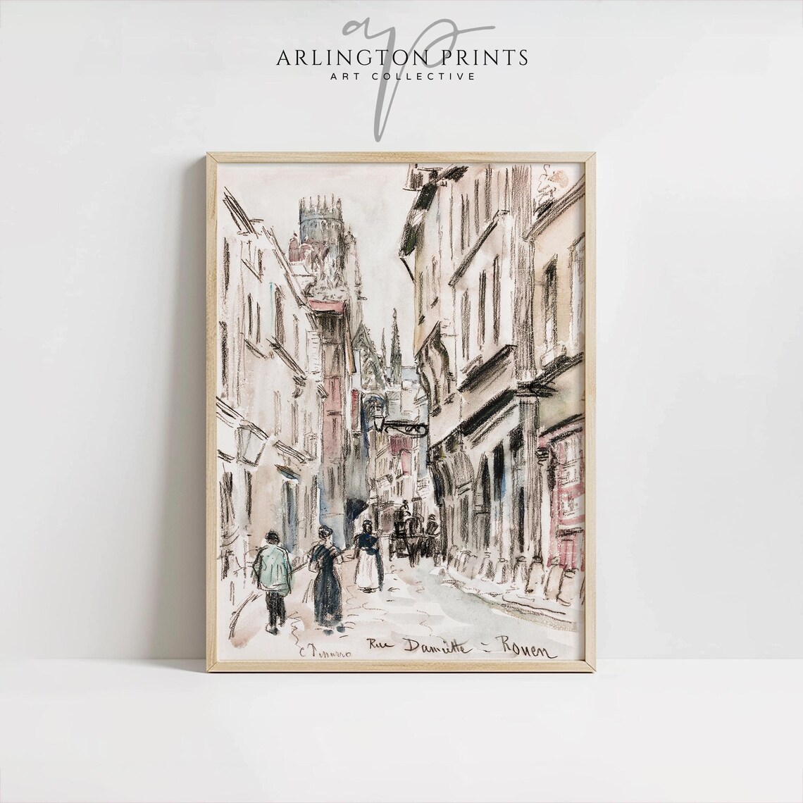 Vintage Abstract French Street Scene, Rouen France