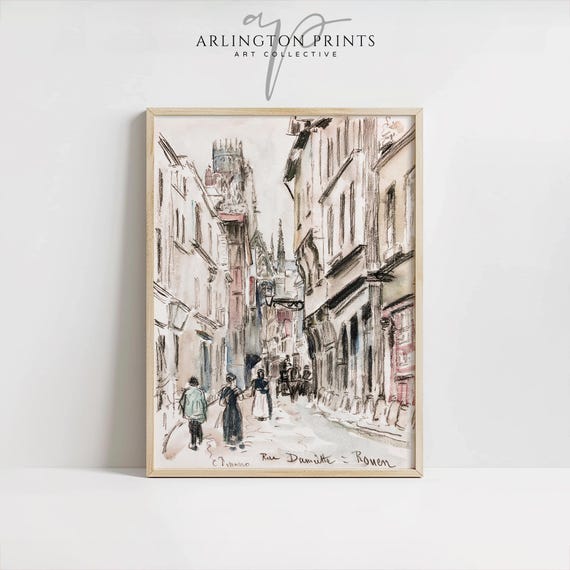 Vintage Abstract French Street Scene, Rouen France