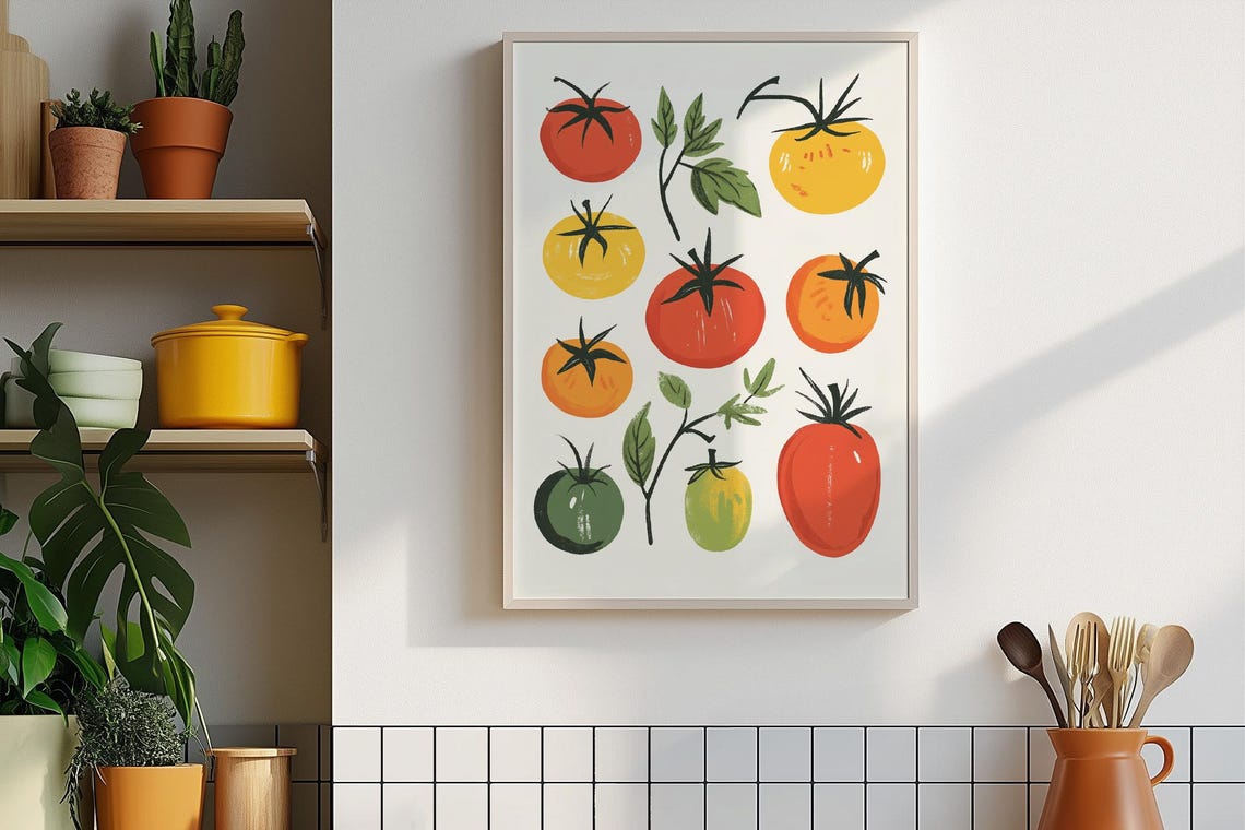 Colorful Tomatoes Kitchen Fruit Modern Fun Illustration Poster - Image 4