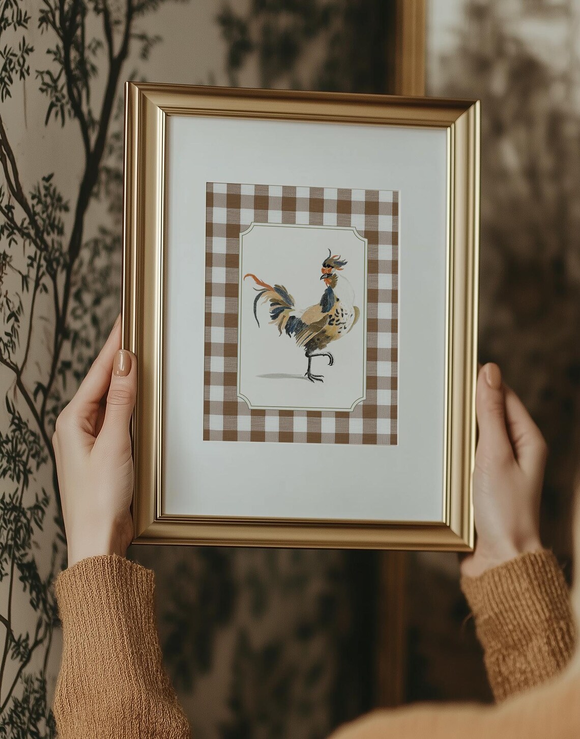 Vintage Chicken Kitchen, Gingham Farmhouse Art Print - Image 5