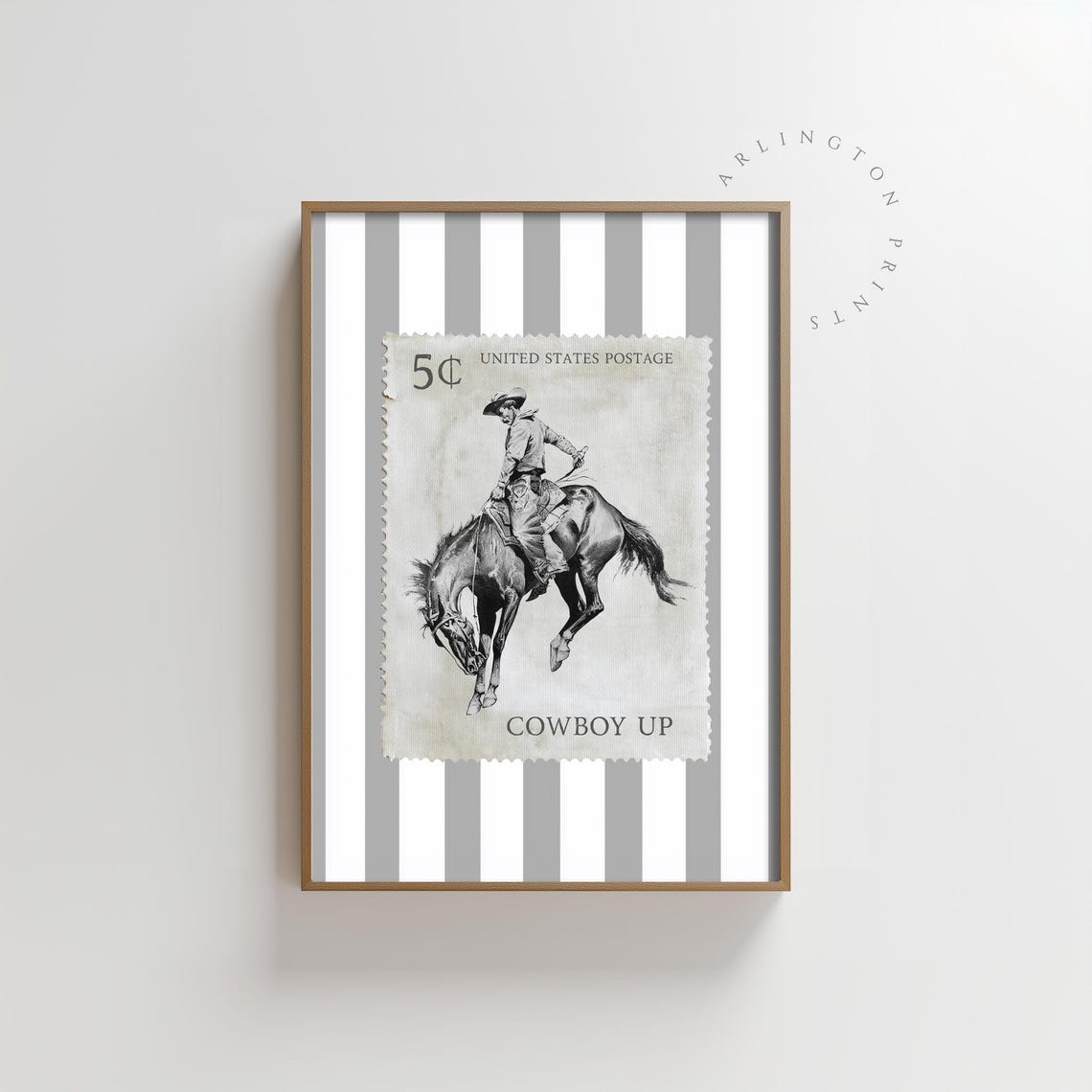 Retro Rodeo Cowboy, Vintage Postage Stamp Style