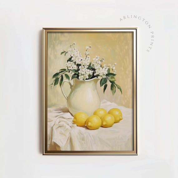 Rustic Farmhouse Lemons Kitchen Art, Country Cottage