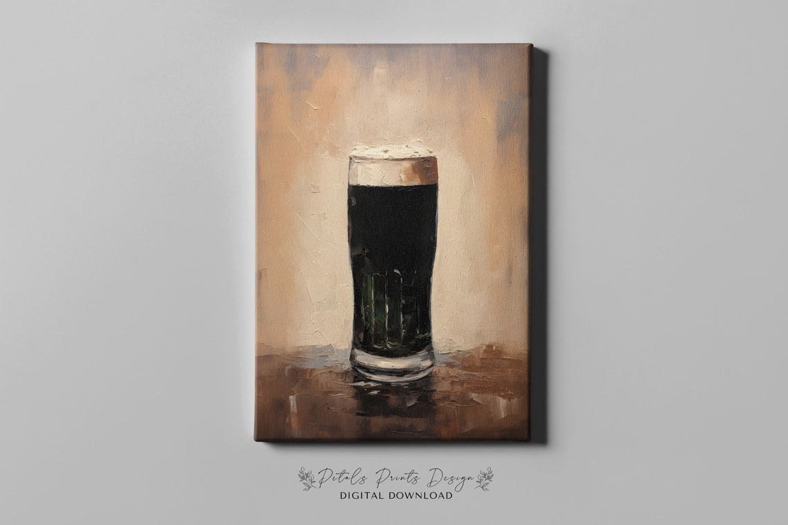 Dark Stout Beer Pint Glass Foam Rustic Pub Irish Bar Art Poster - Image 4