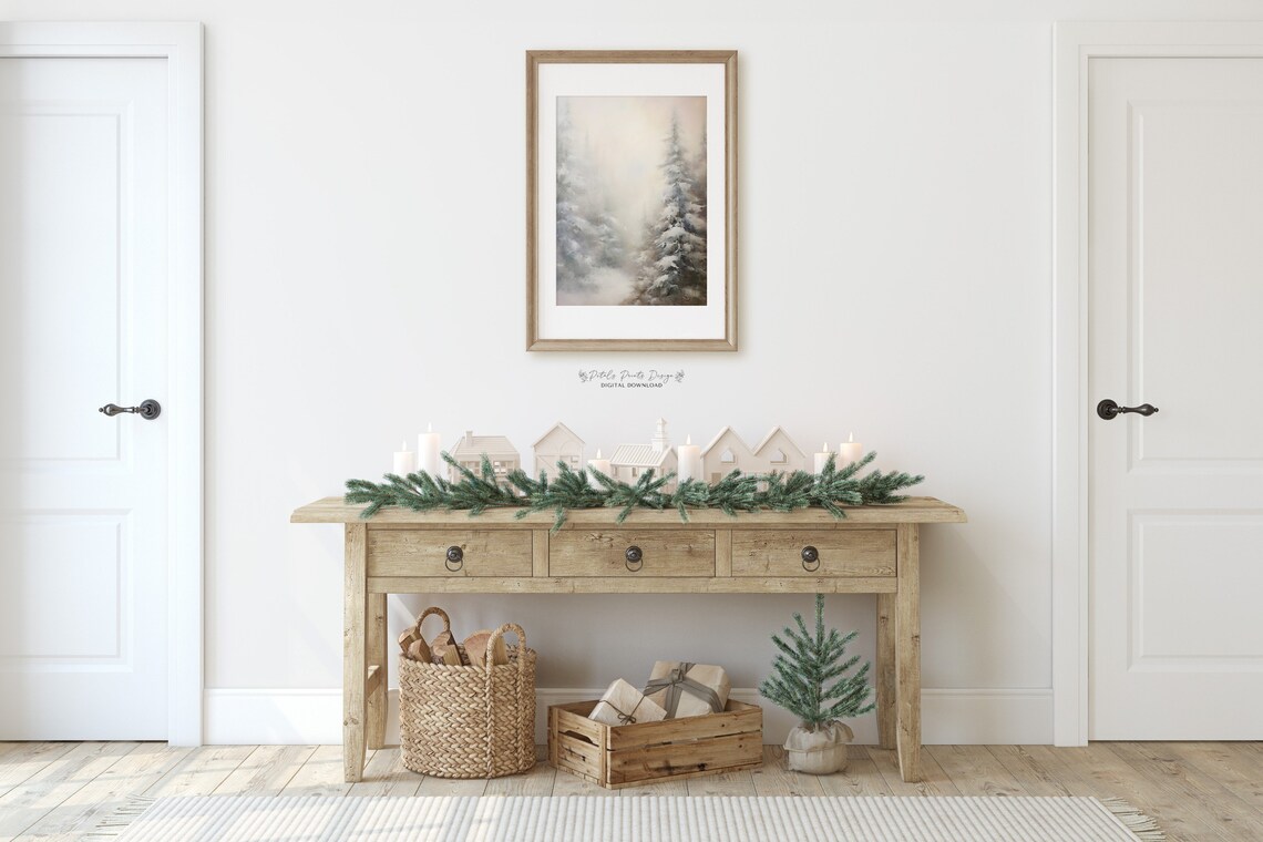 Christmas Pine Tree Vintage Holiday Art Print - Image 2