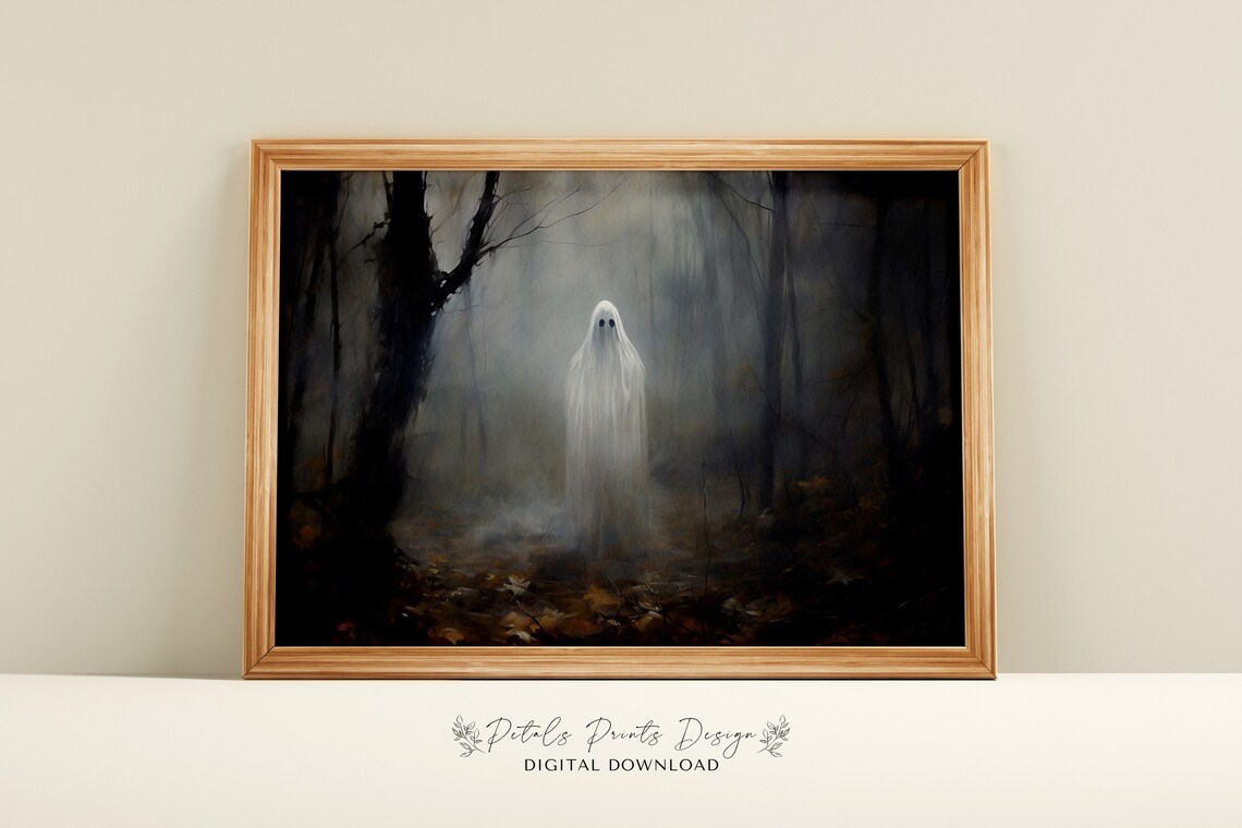Vintage Ghost Halloween Rustic Art Print