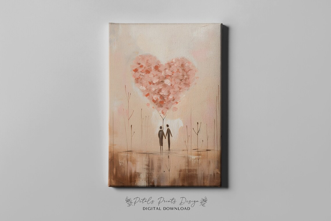 Valentine Red Pink Heart Watercolor Art Print - Image 4