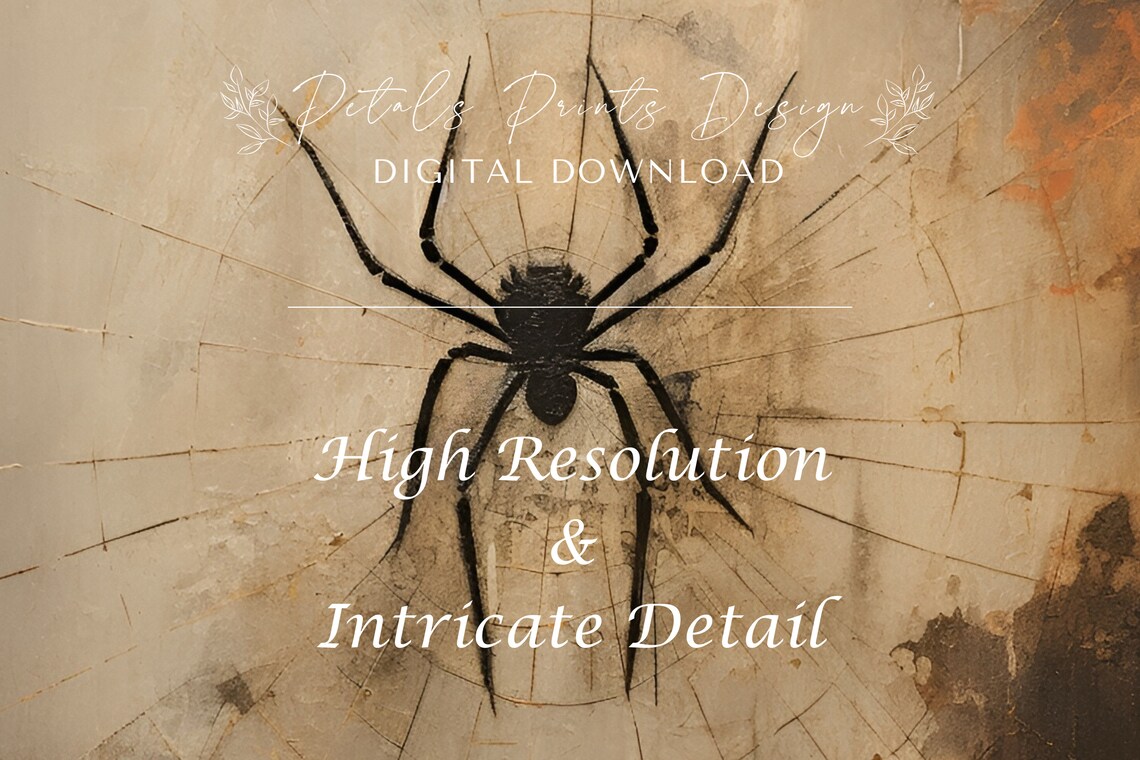 Vintage Spider Halloween Art Print, Rustic Decor - Image 4