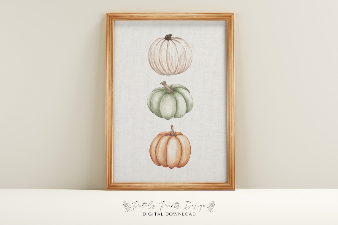Pumpkin Watercolor Painting Rustic Fall Art Print