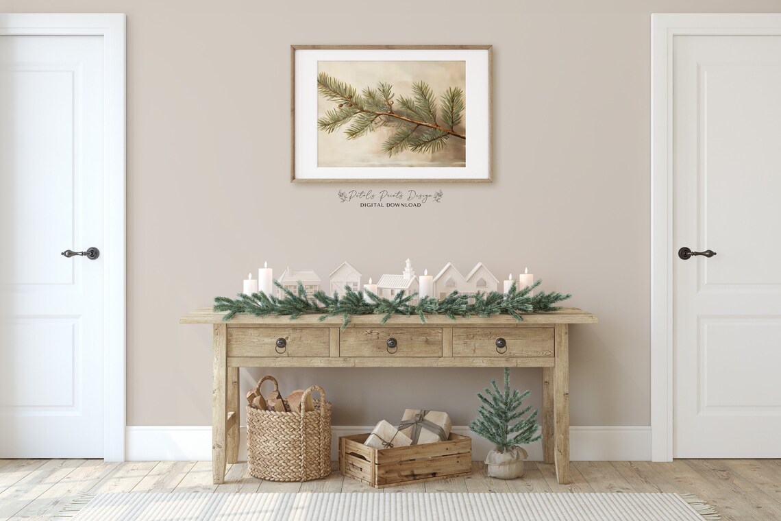 Christmas Evergreen Rustic Vintage Art Print - Image 2