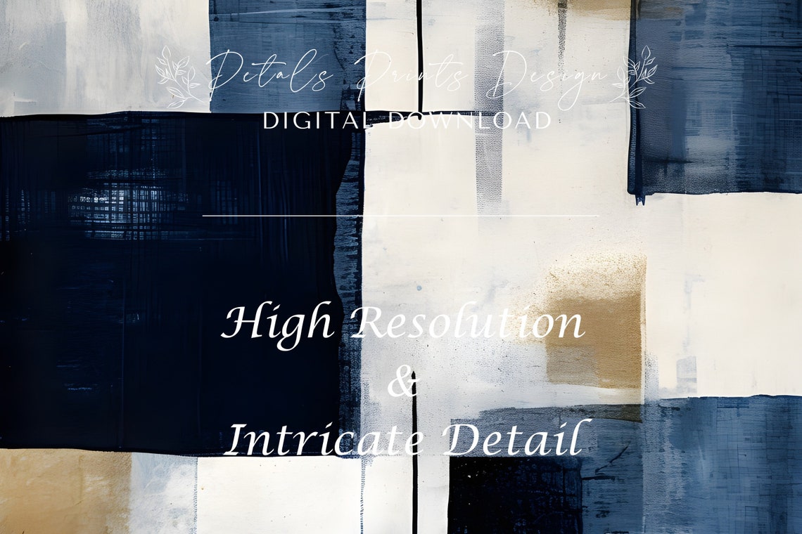 Navy White Geometric Rectangles Modern Abstract Vertical Poster - Image 3