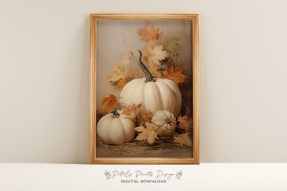 Vintage Pumpkin Rustic Autumn Wall Art Print
