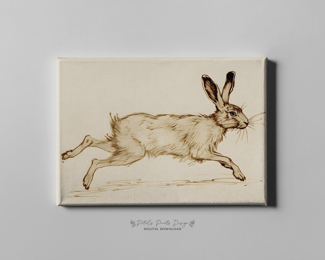 Vintage Spring Rabbit Art Print, Rustic Easter - Image 4