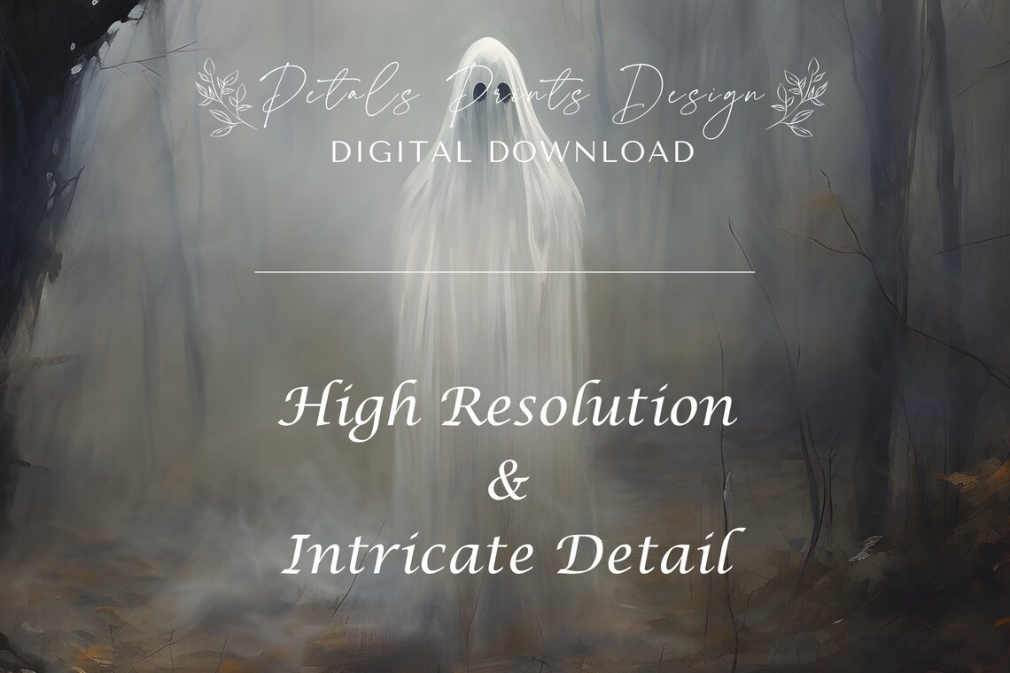 Vintage Ghost Halloween Rustic Art Print - Image 4