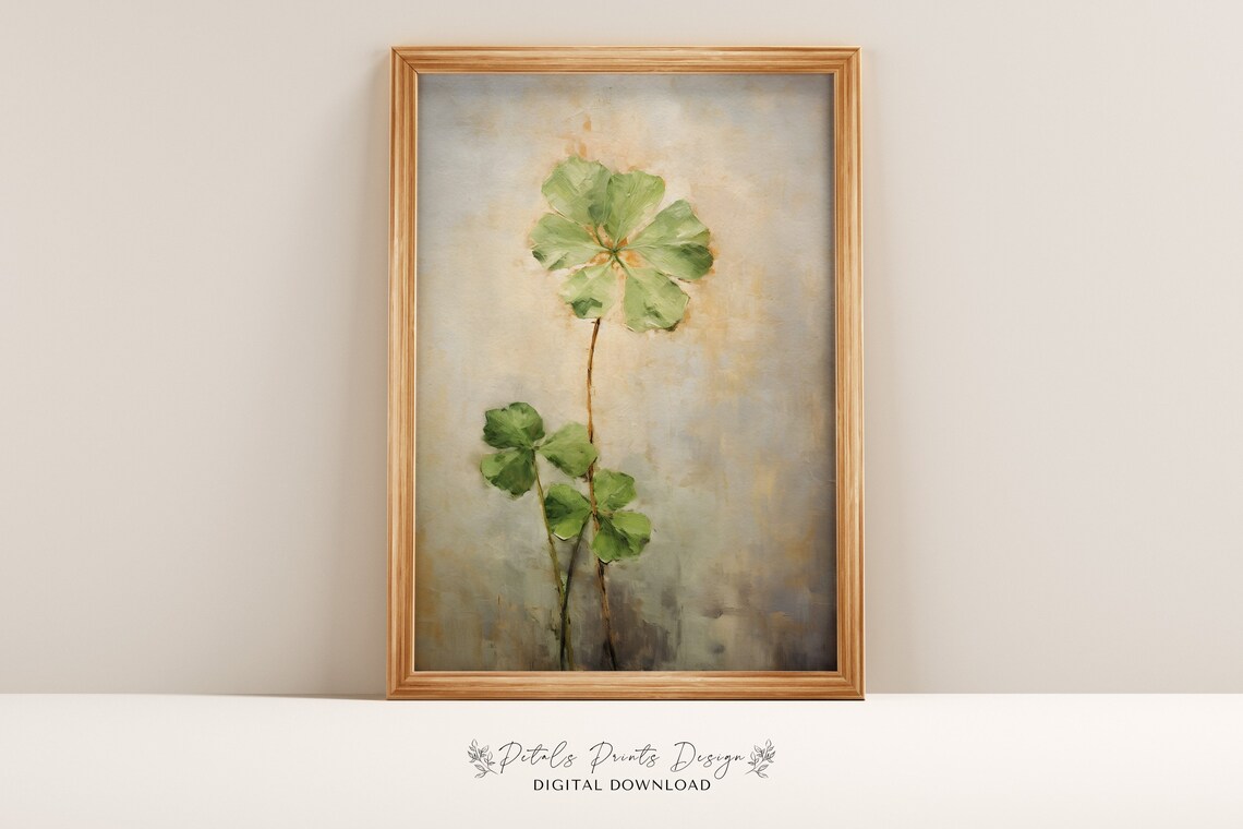 St Patricks Day Rustic Clover Art Print, Irish Decor