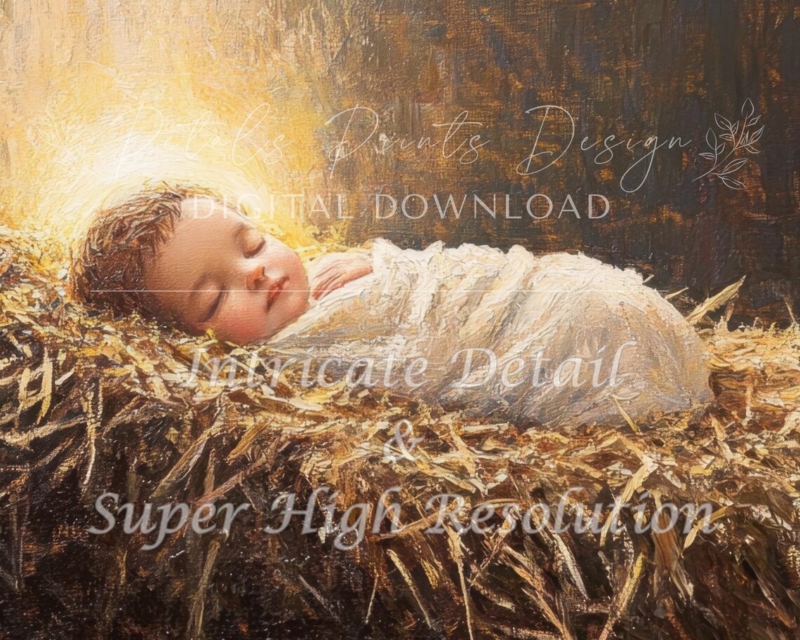 Vintage Nativity Scene Christmas Wall Art Print - Image 3