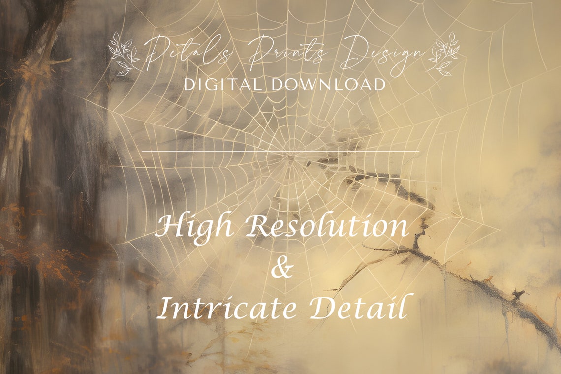Spider Web Tree Branches Misty Forest Vintage Halloween Poster - Image 3