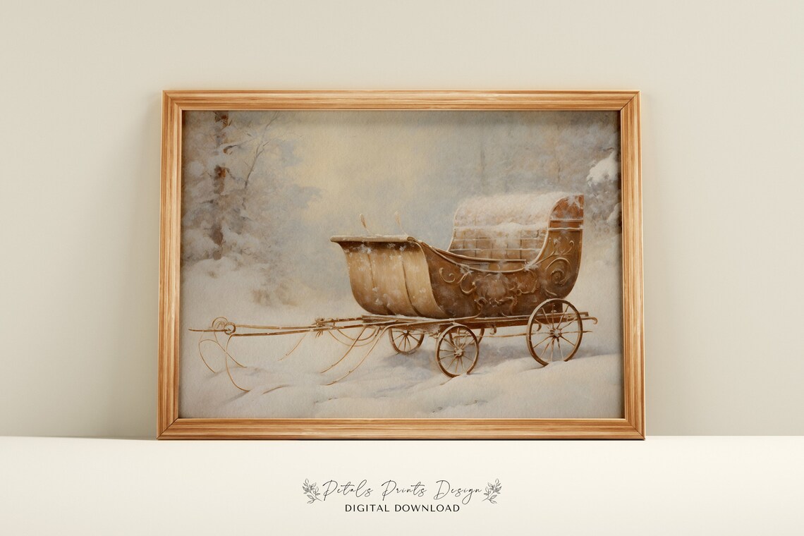 Sleigh Still Life Painting Christmas Art Print