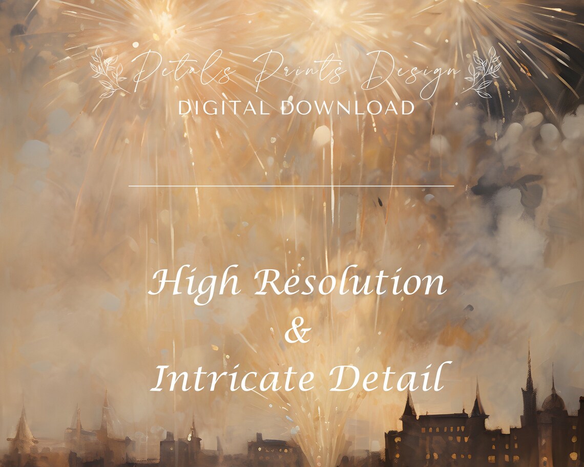 Fireworks Over City Skyline Night Celebration Watercolor Poster - Image 3