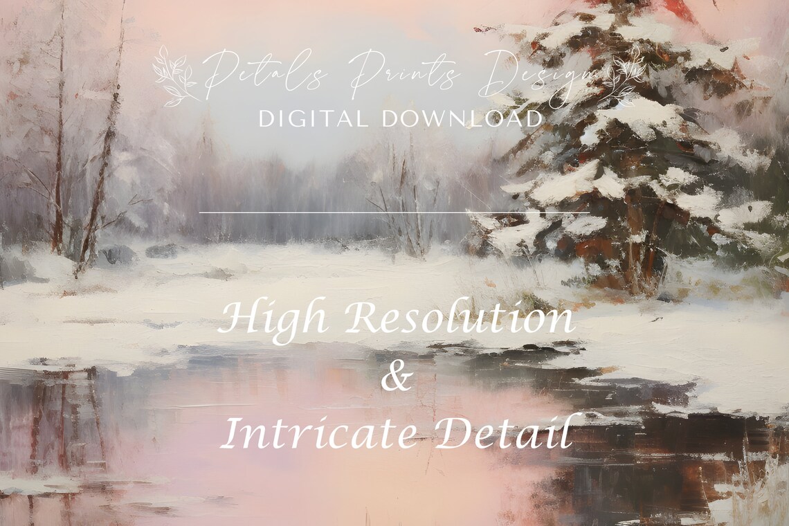 Rustic Winter Landscape Vintage Snowy Countryside Art Print - Image 3