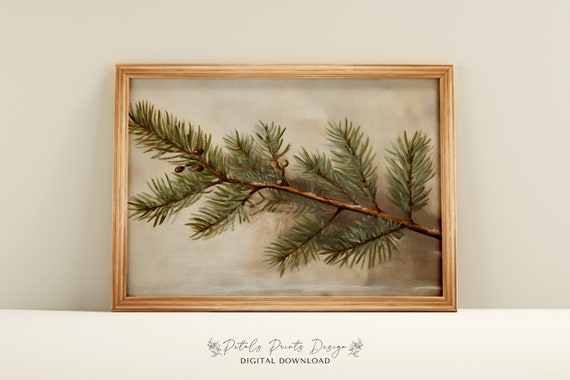 Christmas Evergreen Rustic Vintage Art Print
