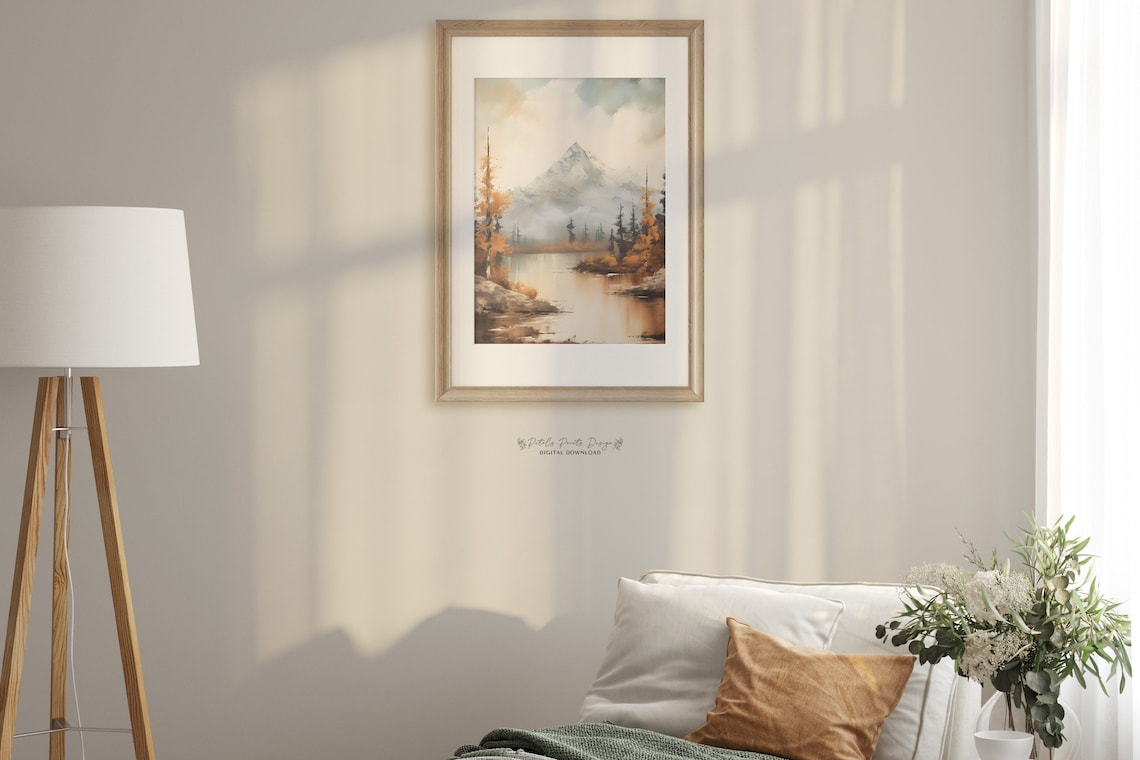 Rustic Fall Landscape Print, Vintage Autumn Countryside - Image 2