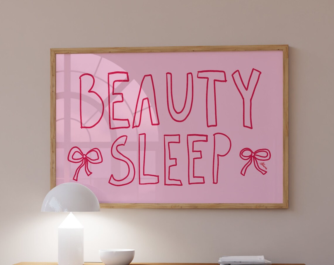 Beauty Sleep Print, Danish Pastel Bedroom Art Print