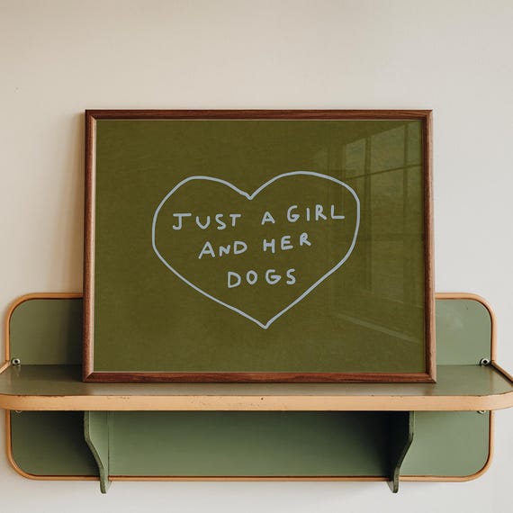Just A Girl And Her Dogs Print Minimalist Dog Lover Wall Art Pet Quote Poster Digital Download Horizontal