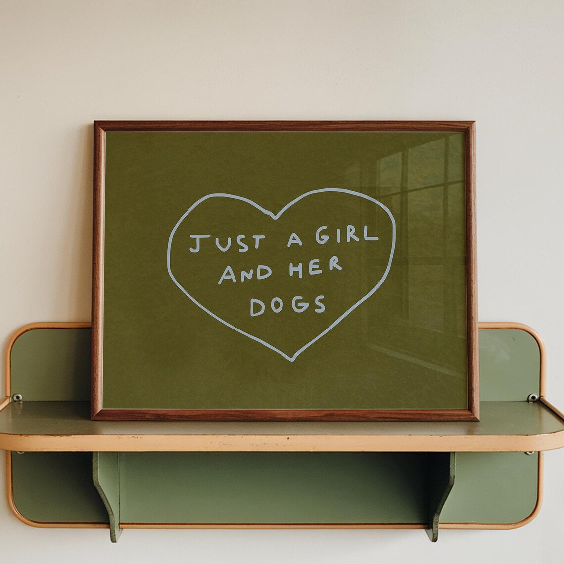Just A Girl And Her Dogs Heart Handwritten Minimalist Quote Poster