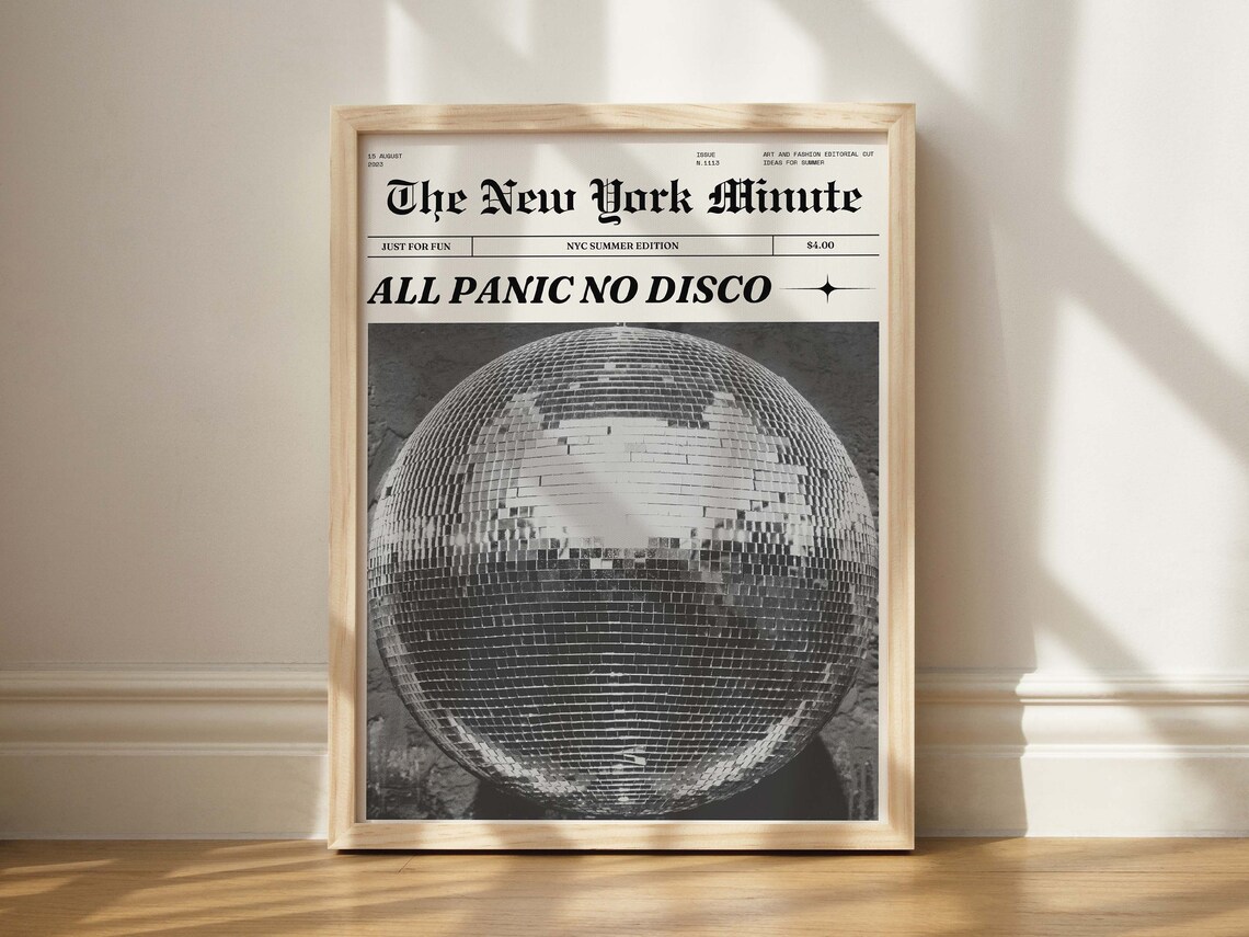 All Panic No Disco Newspaper Print, Mirror Ball