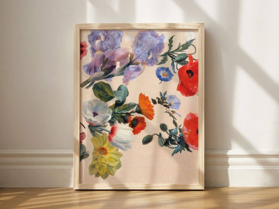 Vintage Floral Print, Retro Maximalist Botanical Art