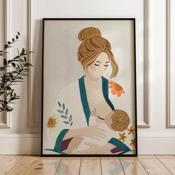 Breastfeeding Art Print, New Mom Gift