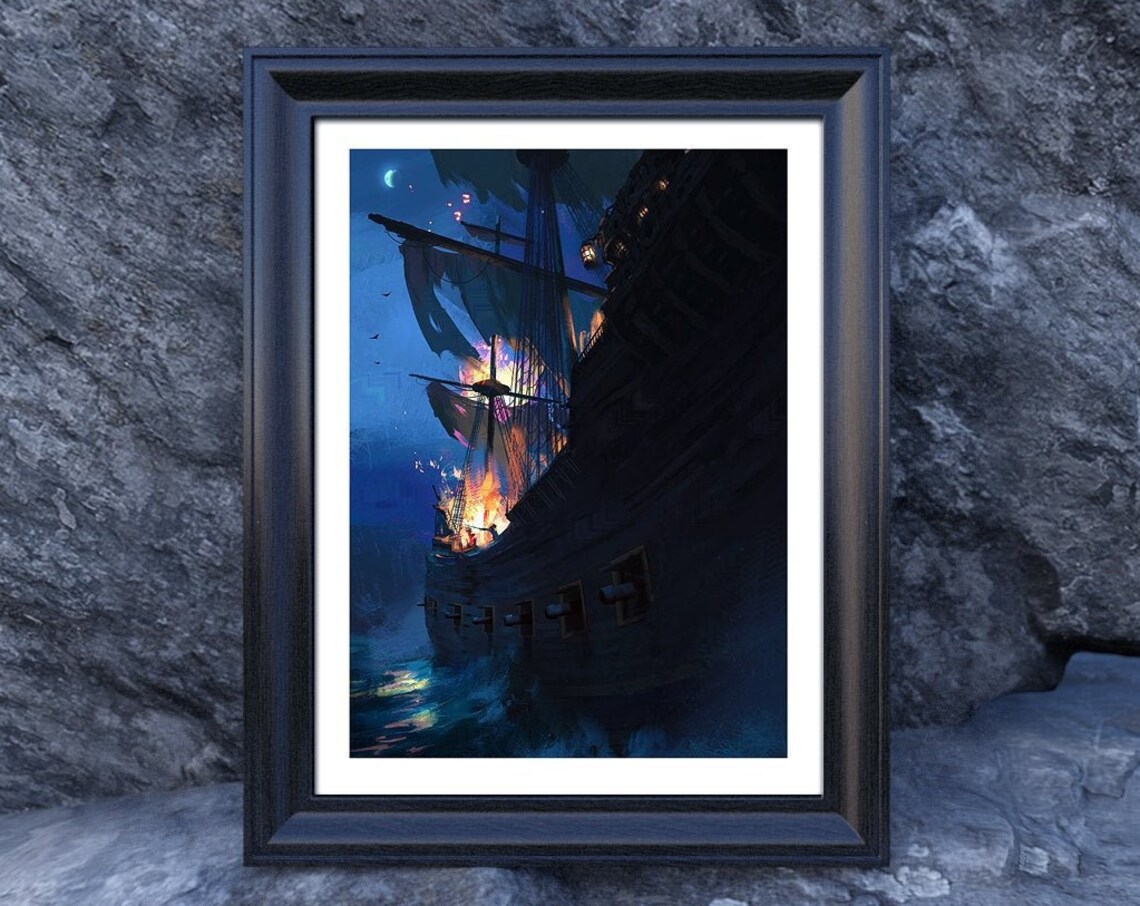 Pirate Ship Art Print, Nautical Adventure Poster