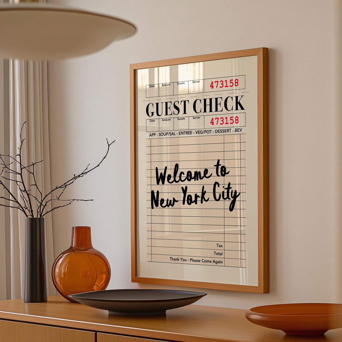 New York City Guest Check Poster Retro Welcome To NYC Vintage Art - Image 2