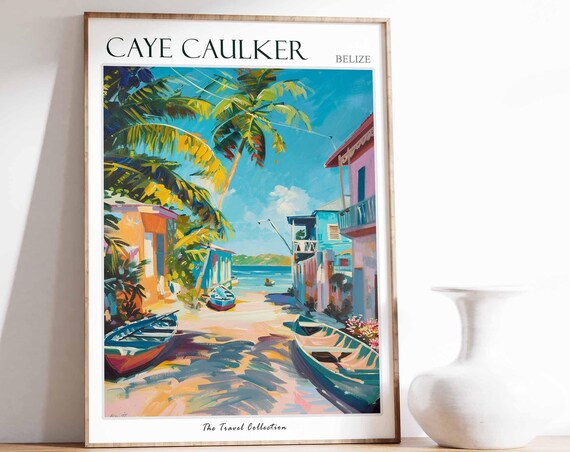 Caye Caulker Poster Belize Travel Print North Decor America Sea