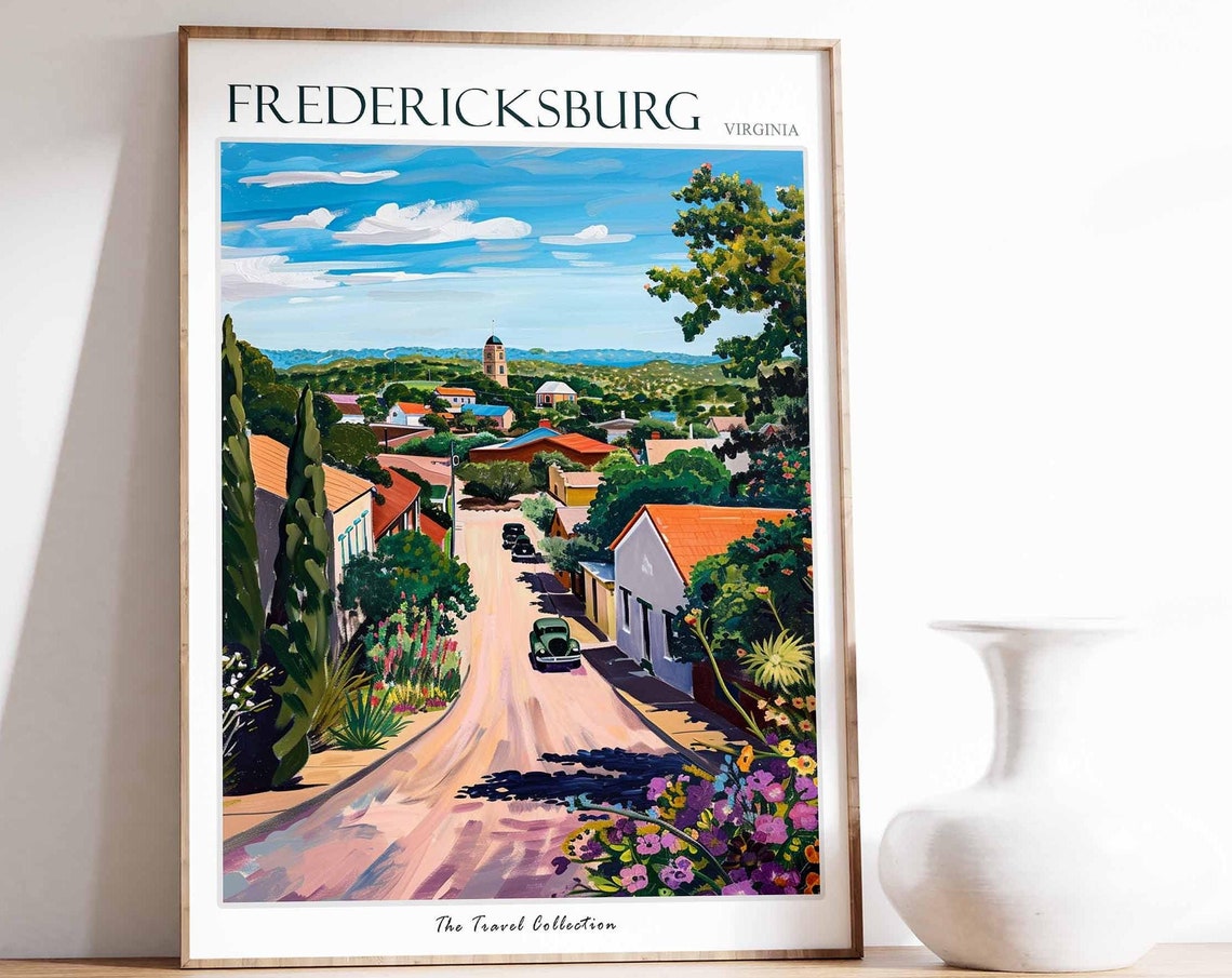 Fredericksburg Poster Virginia Travel Print Virginian Decor North America Travel Poster City Print Fredericksburg Travel Poster