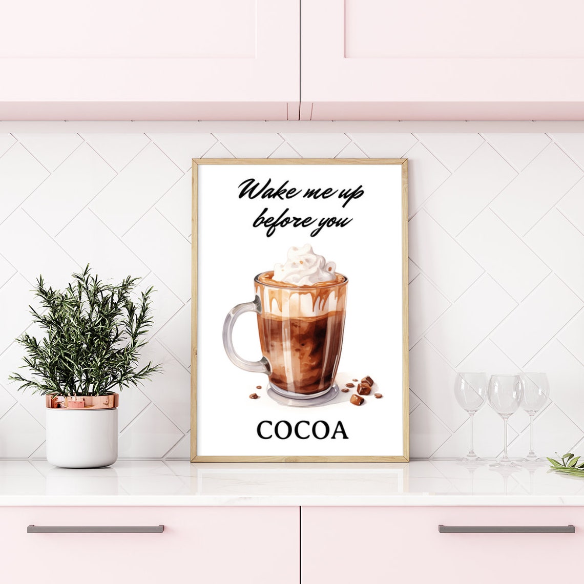 Wake Me Up Before You Cocoa Food Pun Funny Wall Art Instant - Image 3