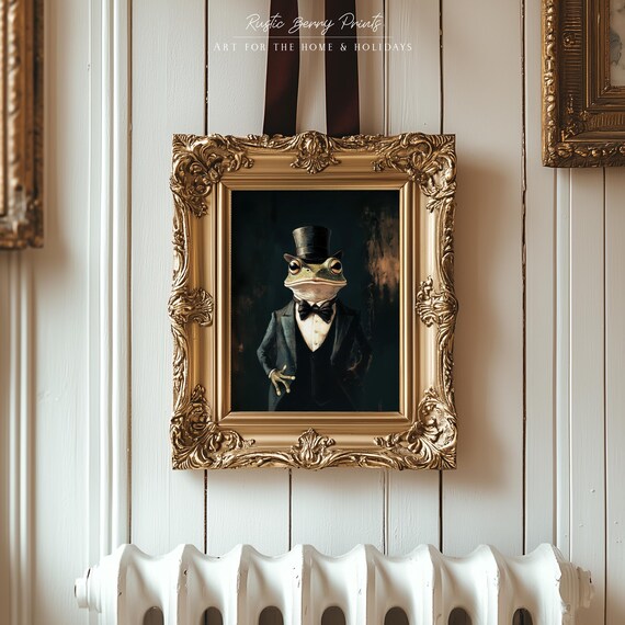 Frog Vintage Victorian Art Print Funny Frog Portrait Wall Art Wall Decor Art