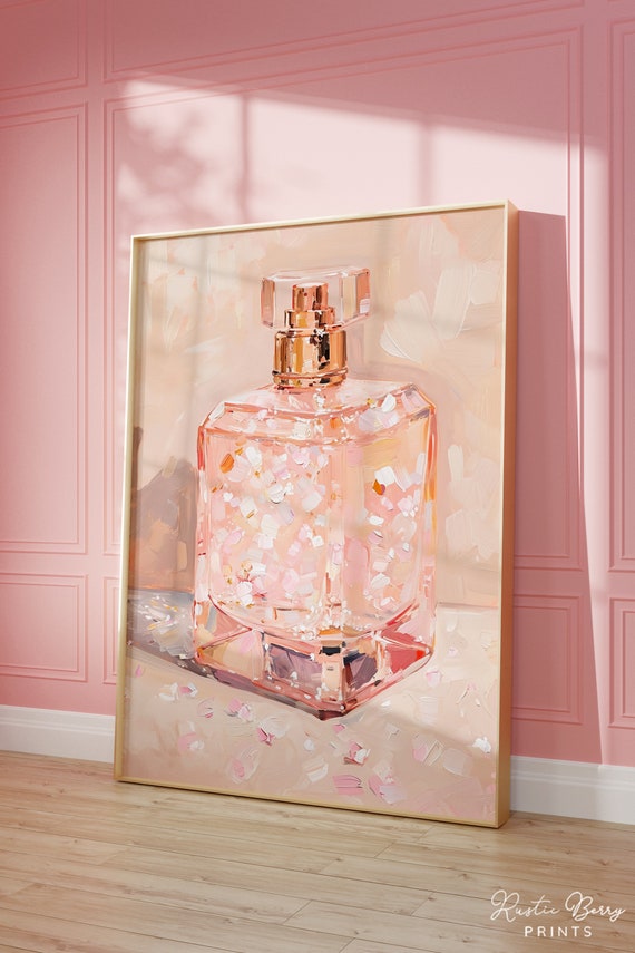 Pink Perfume Bottle Art Print Wall Art Poster Preppy Light Pink Luxury Girly Apartment Fashion College Dorm Room