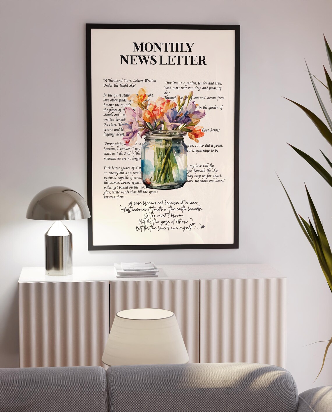 Monthly Newsletter Love Letter Watercolor Floral Romance Poster - Image 3